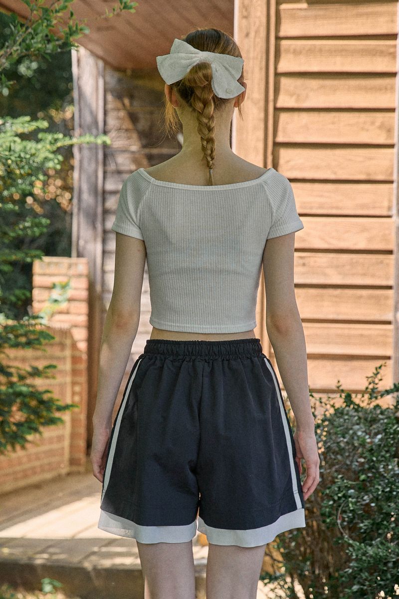 ROSETTE SHIRRING TOP (2 COLORS)