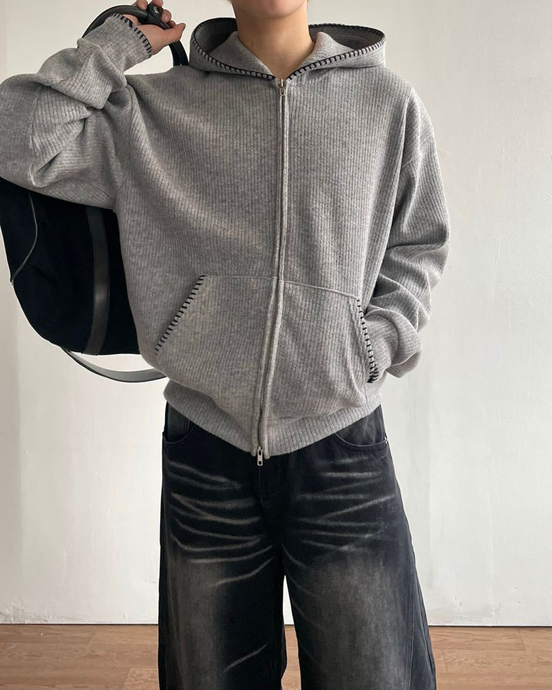 IDF（アイディーエフ）の「Stitch Knit Hood Zip-up（Tops）」