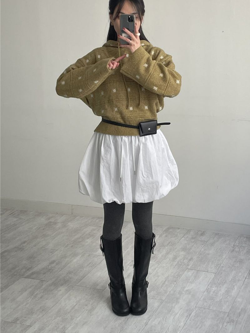 Snow Loose Fit Hooded Knit