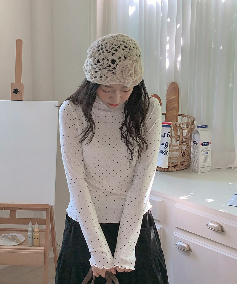 Dot Wave Turtleneck T-Shirt