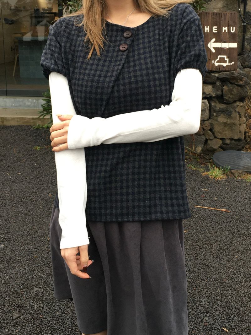 Mone Check Puff Blouse (2c)
