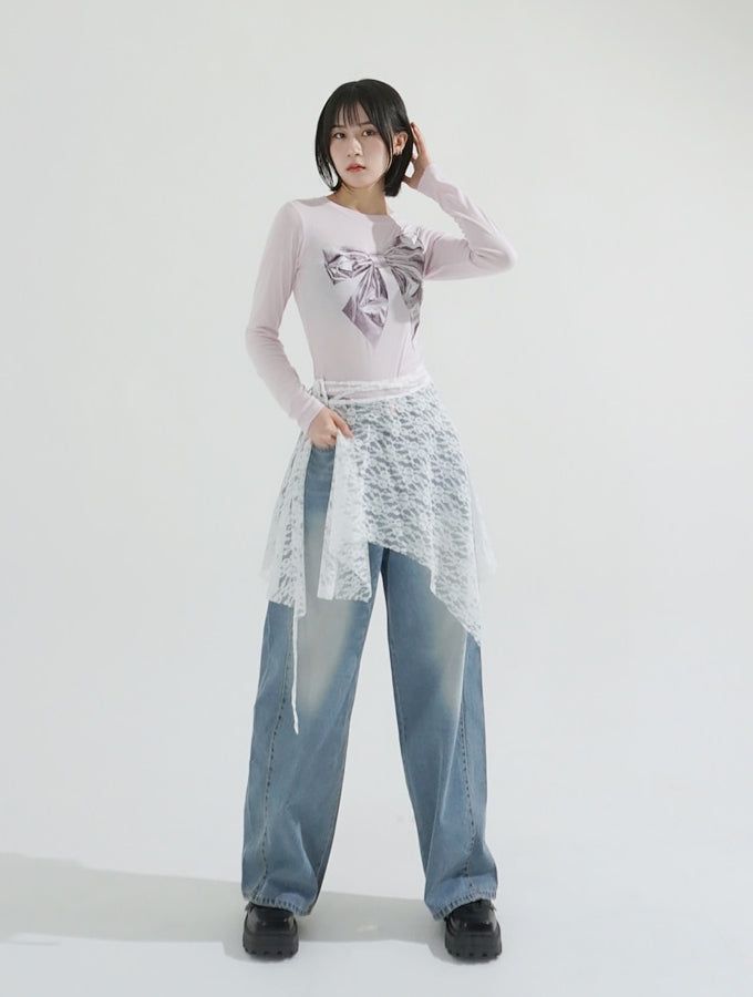 グリッターリボンプリンティドTシャツ
