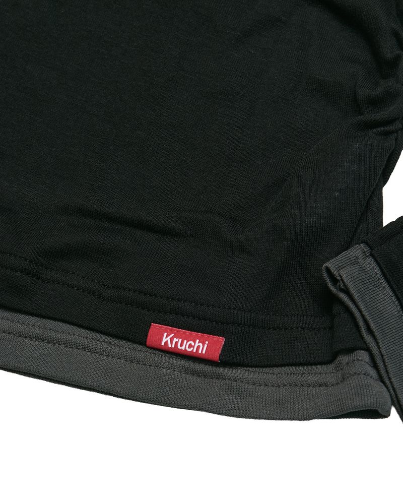 Shirring Layered Top (BLACK) 
