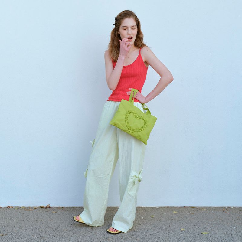 FRILL HEART MINI BAG, LIME PUNCH