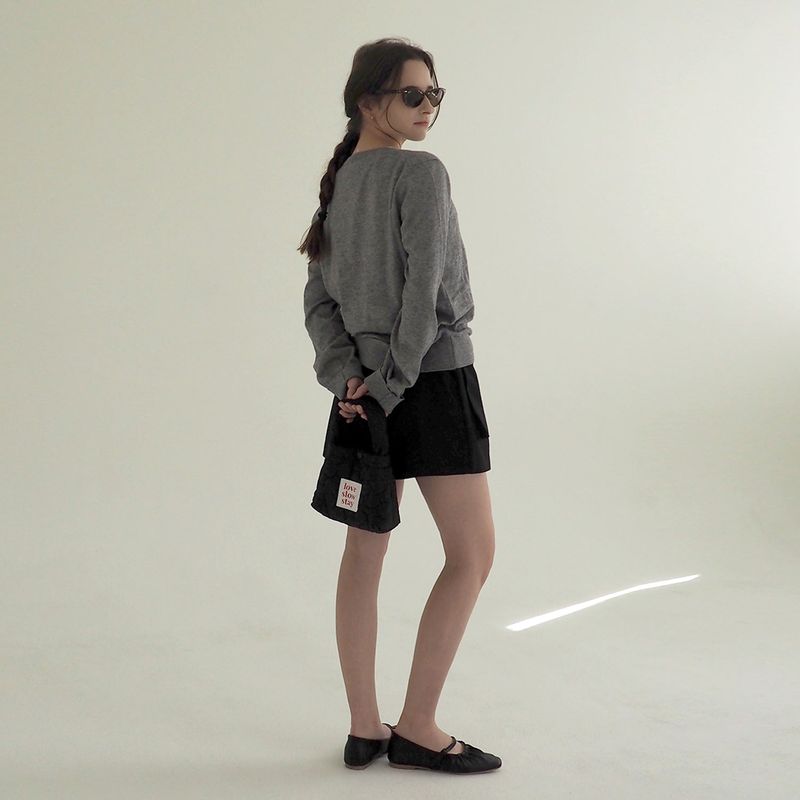flower padding tote-black