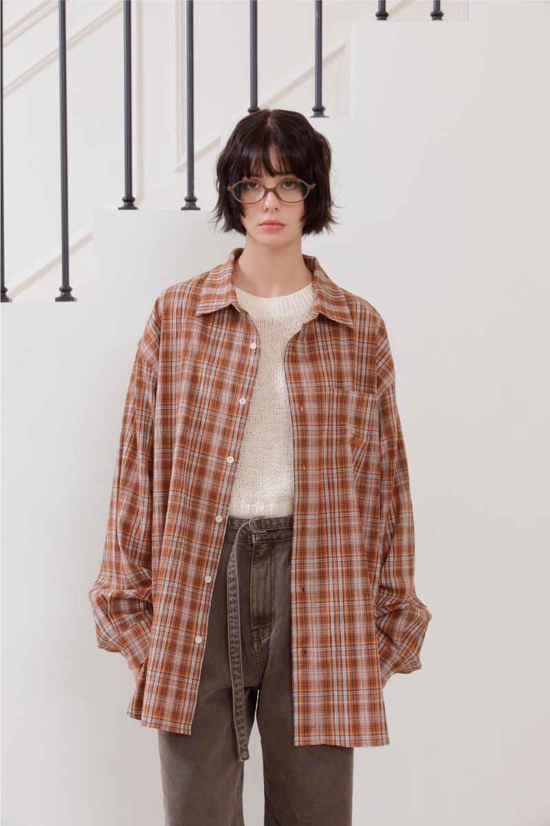 Alarm Crinkle Check Shirts - Orange
