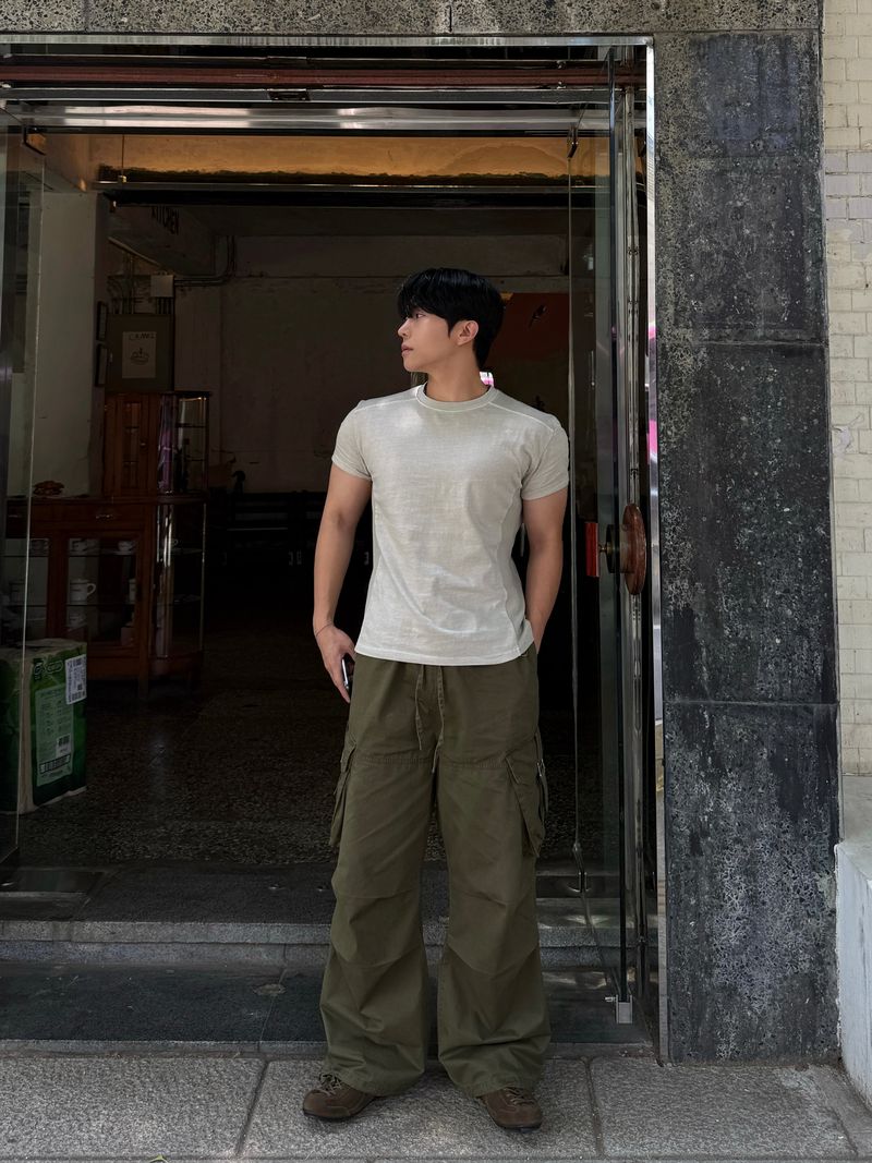 Shoulder panel pigment short sleeve