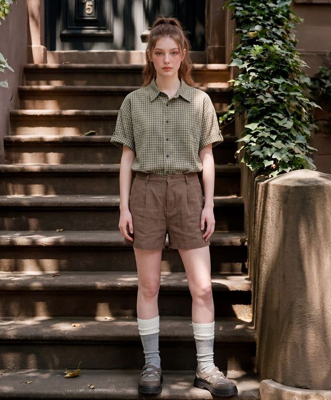 26SS★ Picnic Roll-up Check Short Sleeve Shirt