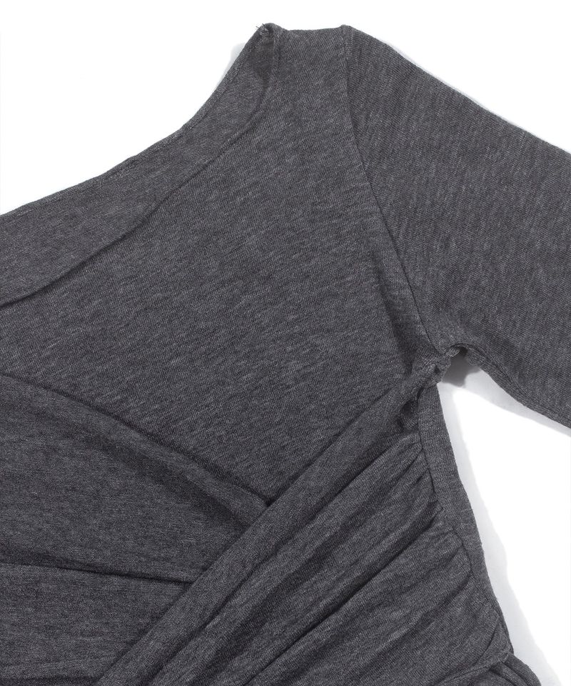 WRAP TIE BOATNECK TOP_Charcoal
