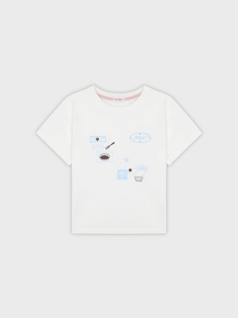 Baking Print T-Shirt(BLUE)