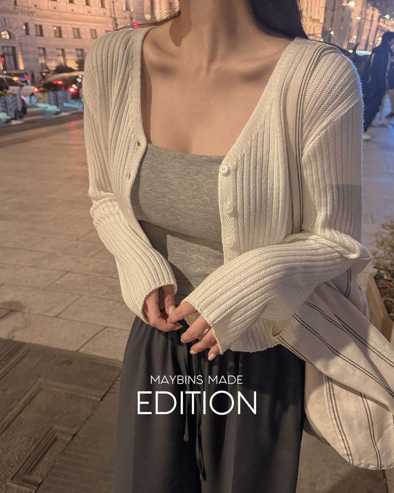 [MADE] Tail V-neck knit cardigan