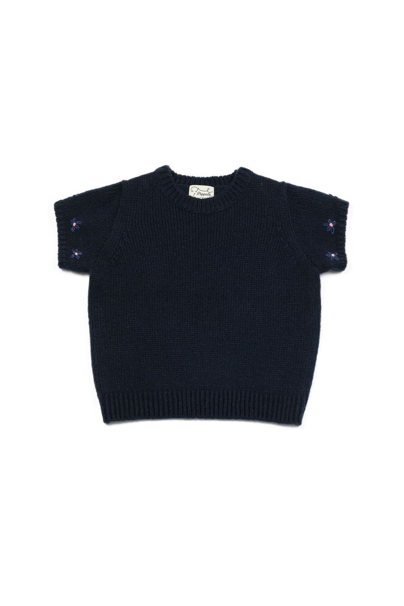 POPPALS（ポップパルズ）の「Mini Flower Short Knit [Navy]（Tops）」