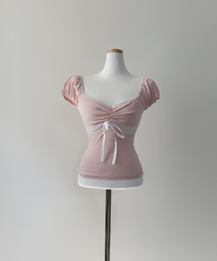Hacken Ribbon Lace Top (light pink)
