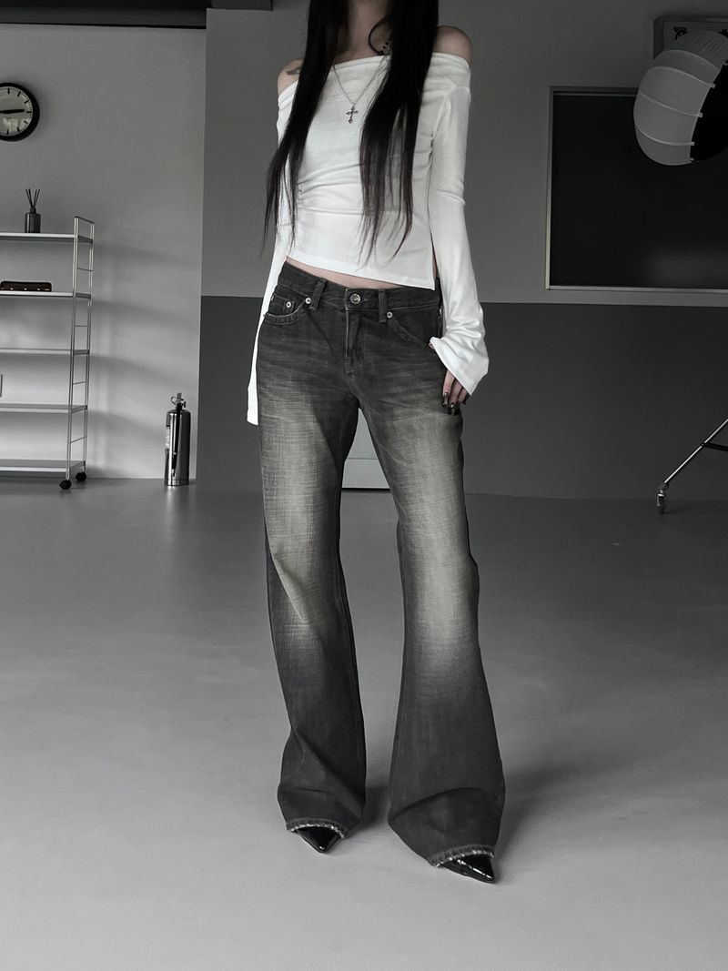 fade washed bootcut denim