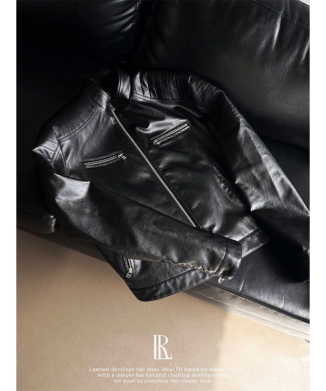 LAURANT（ロラン）の「[LAURANTSEOUL] Biker crop leather jacket(2color)（Jackets/Outerwear）」