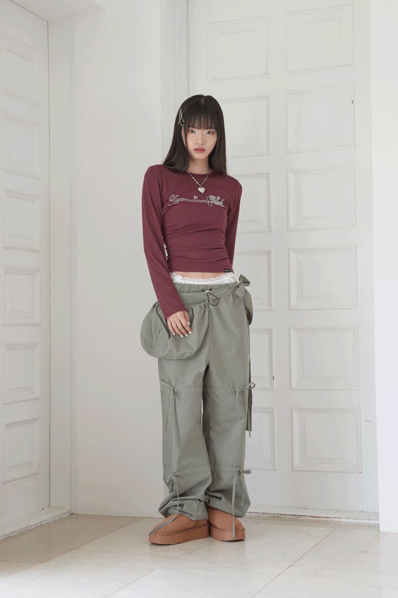  RIBBON STRING PANTS .WITH BAG (KHAKI)
