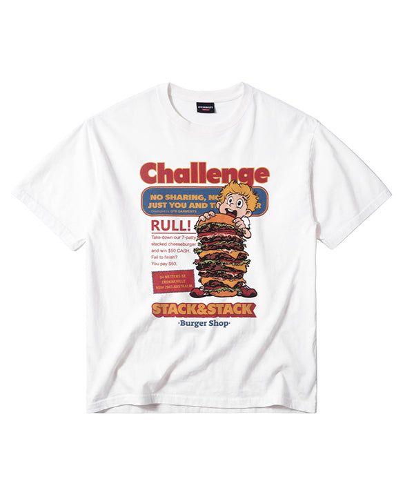 QT8 GARMENTS（キューティーエイトガーメント）の「LB Burger Challenge Washed Tee (Ivory)（Tops）」