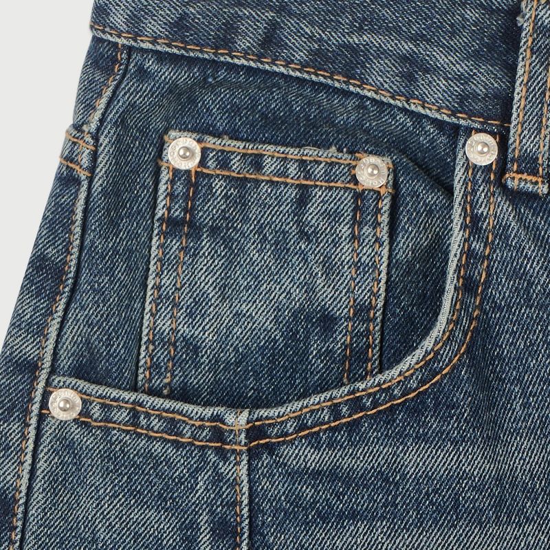 STITCH BIKER CURVED WIDE DENIM