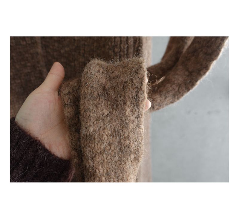 Earl grey alpaca cardigan (muffler set)