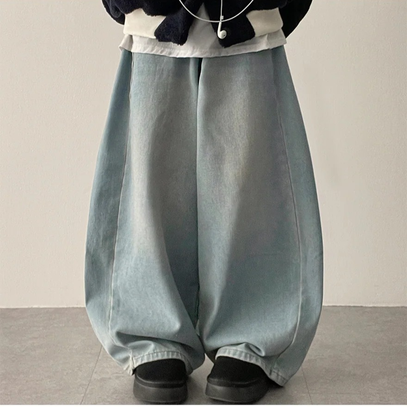 Romine side pin tuck brushed denim wide pants
