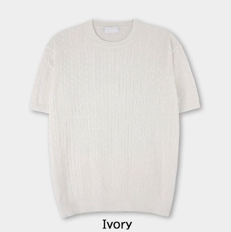Roel Cable Round Short Sleeve Knit
