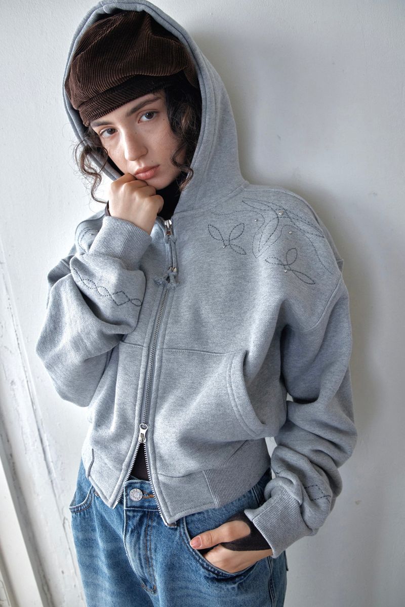 INSEOWL（インサウル）の「WESTERN BOLD STITCH HOODIE - MELANGE（Tops）」