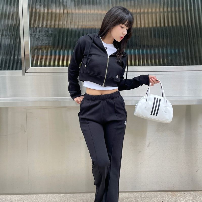 LOGO STITCH CROP HOOD ZIPUP