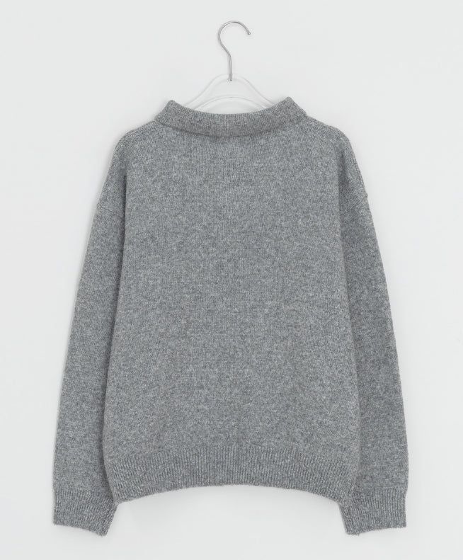 Huble Color Button Wool Collar Over Knit