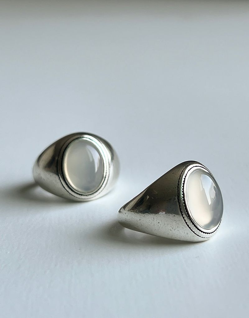 Gray onyx open ring