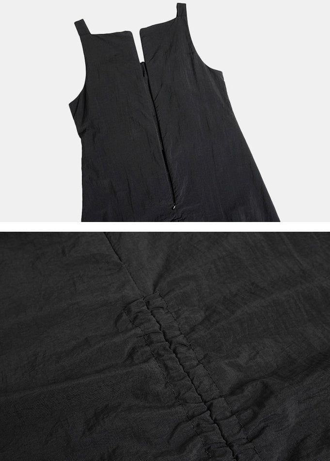 String Shirring Balloon Long Dress
