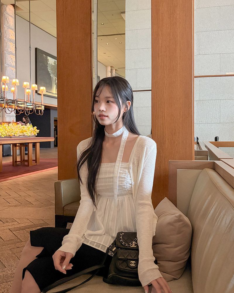 Gni bustier blouse & tie set