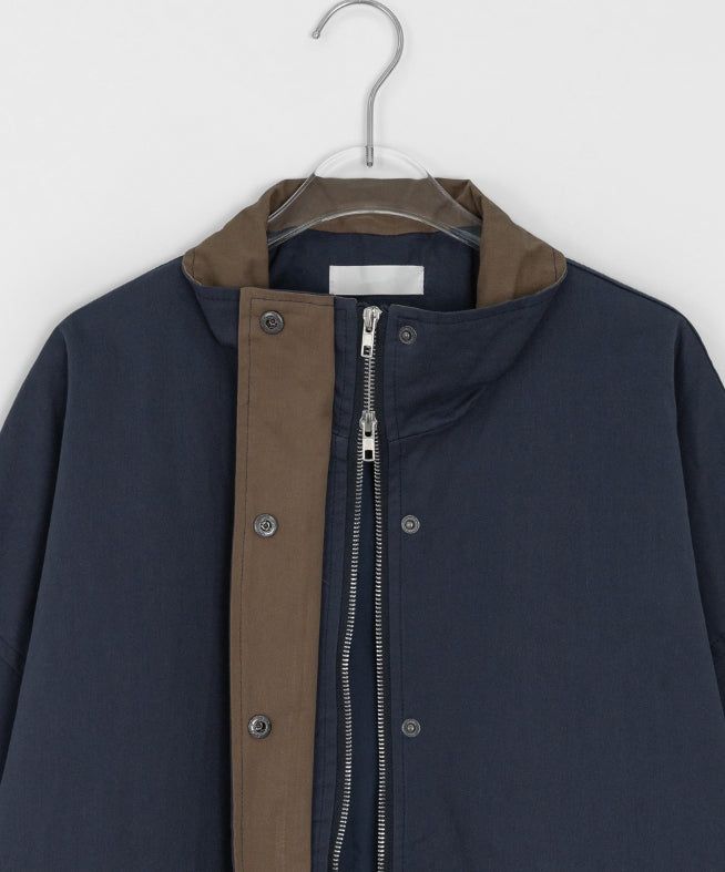 Cotton Color Matching Collar Bomber Jacket