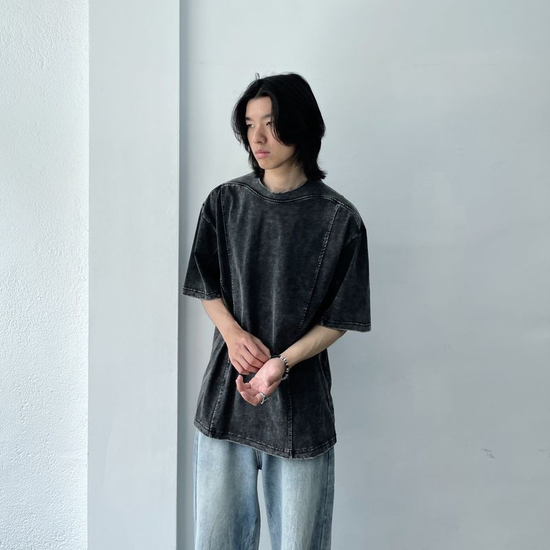 Retro Charcoal Paneled Wide Tee