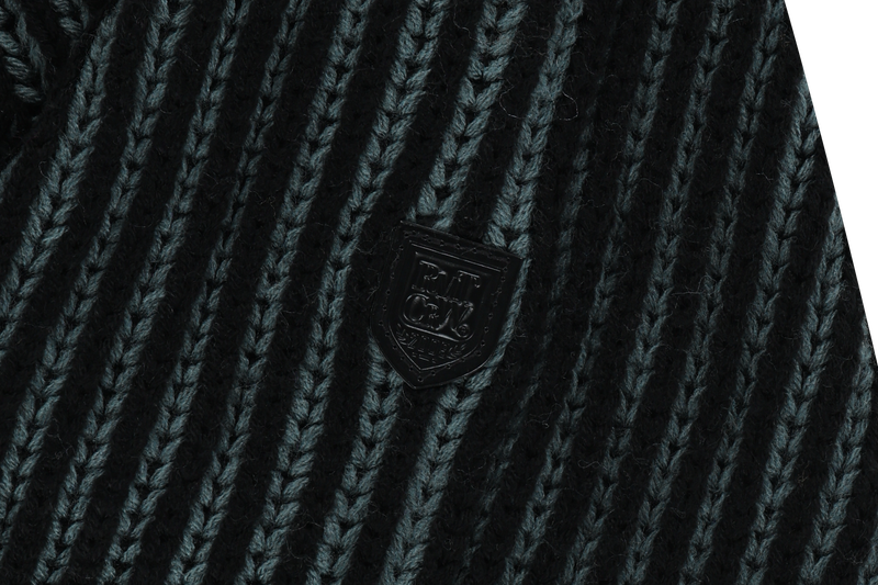 TWO TONE HEAVY KNIT ZIP UP