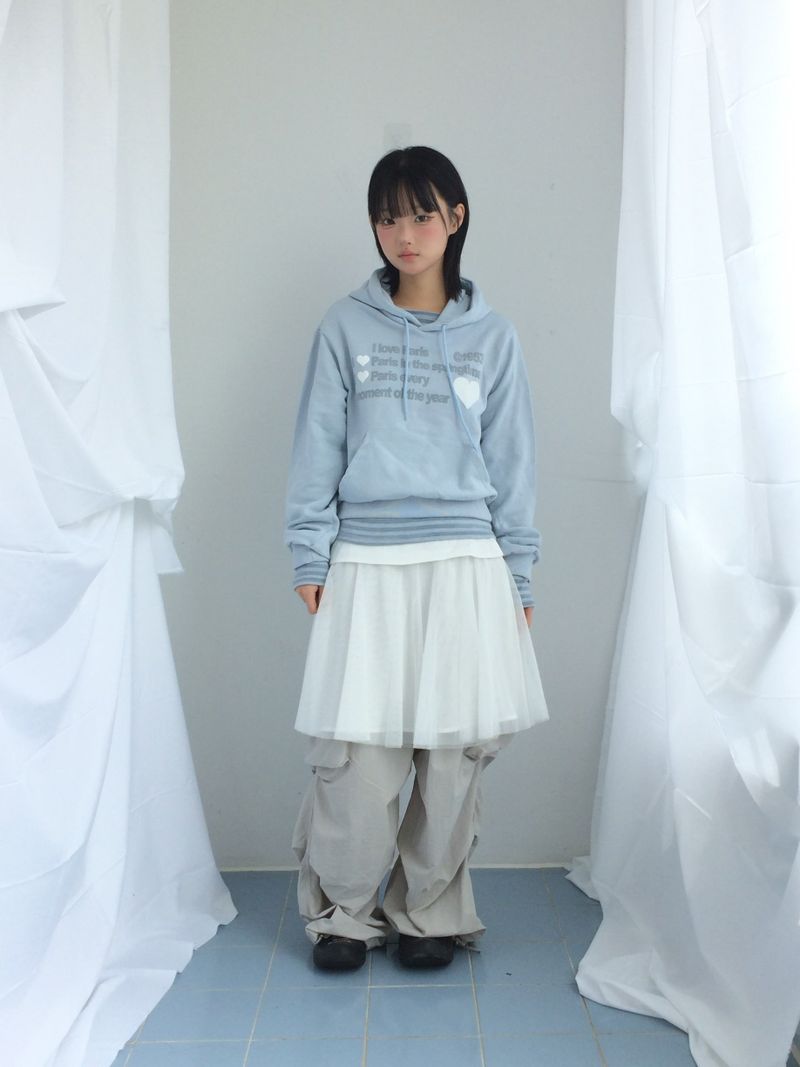 See-through curve layered skirt