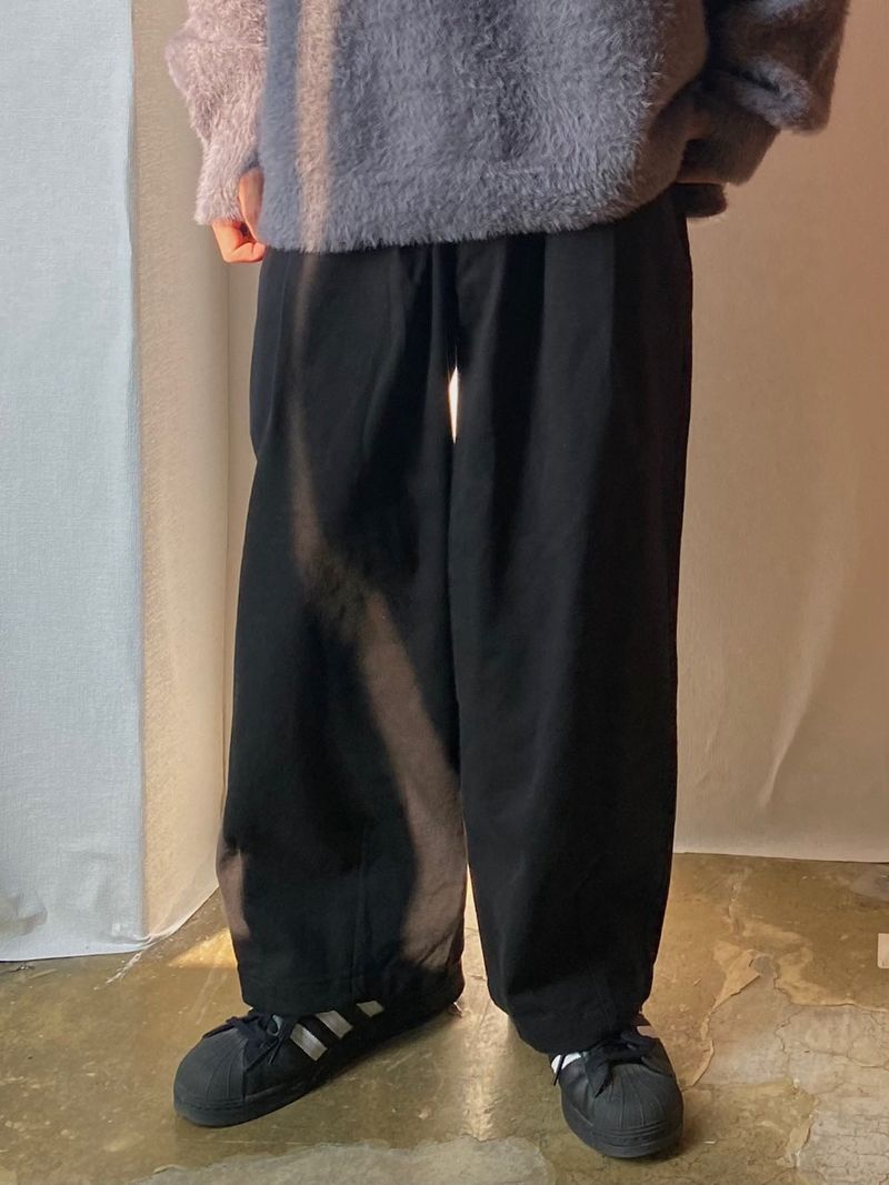 Cotton wide banding balloon pants 3C