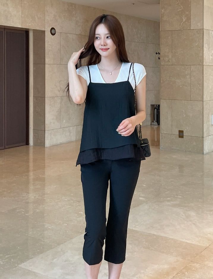 Mully Chiffon Layered Bustier Blouse