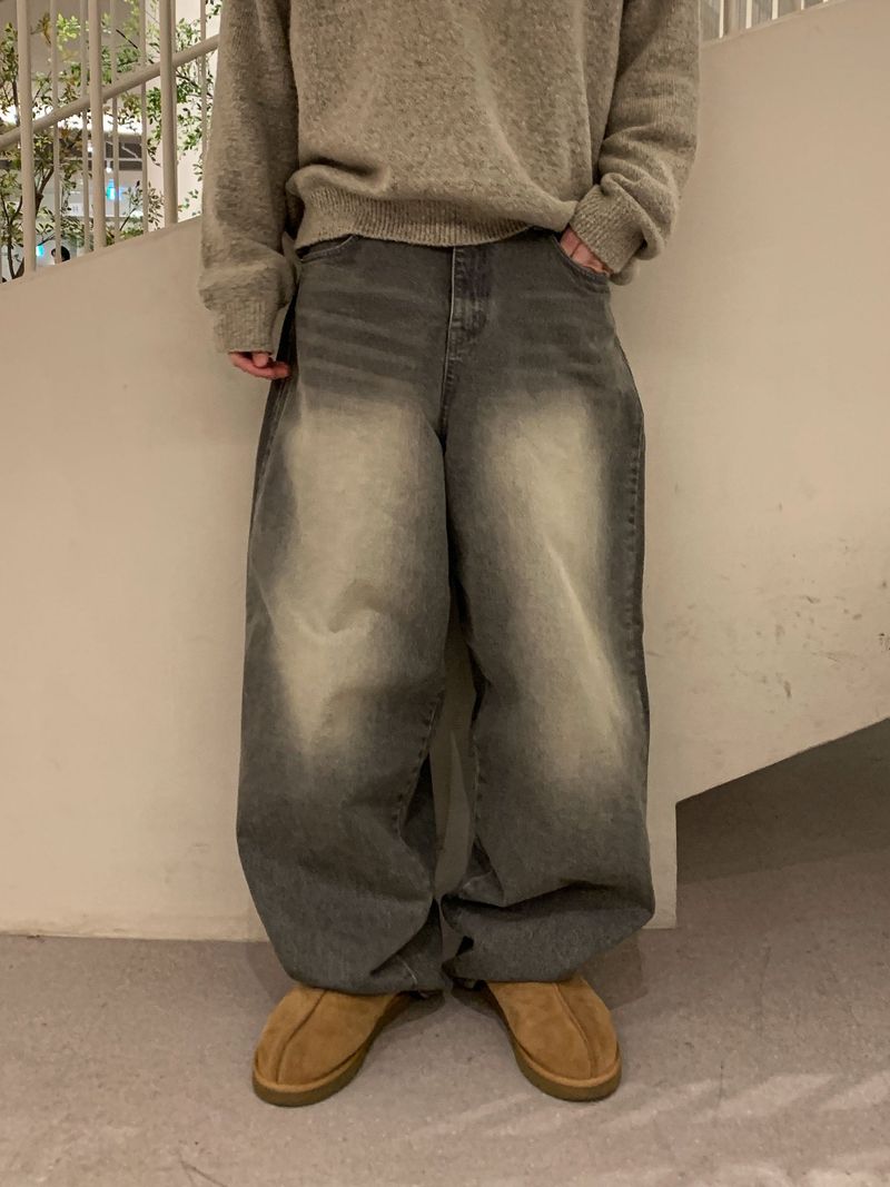 ベーシックオーバーヘンリーネックニット