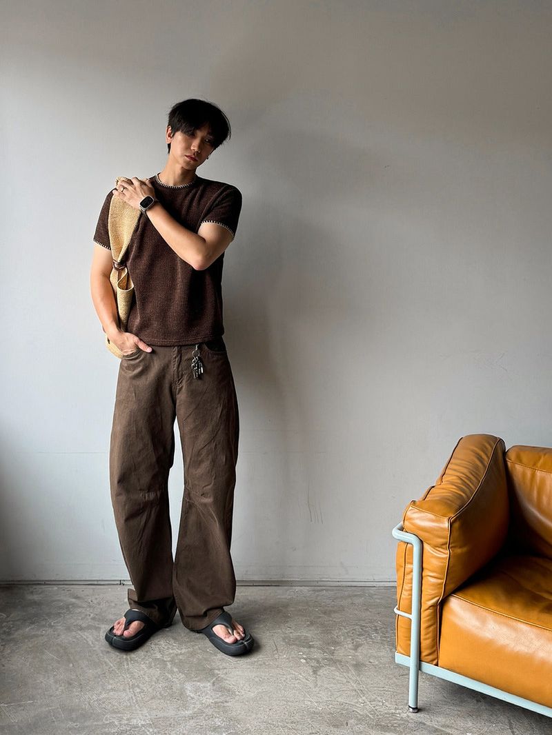 [A-P0268] コットンカーブパンツ+キーリング (3色)