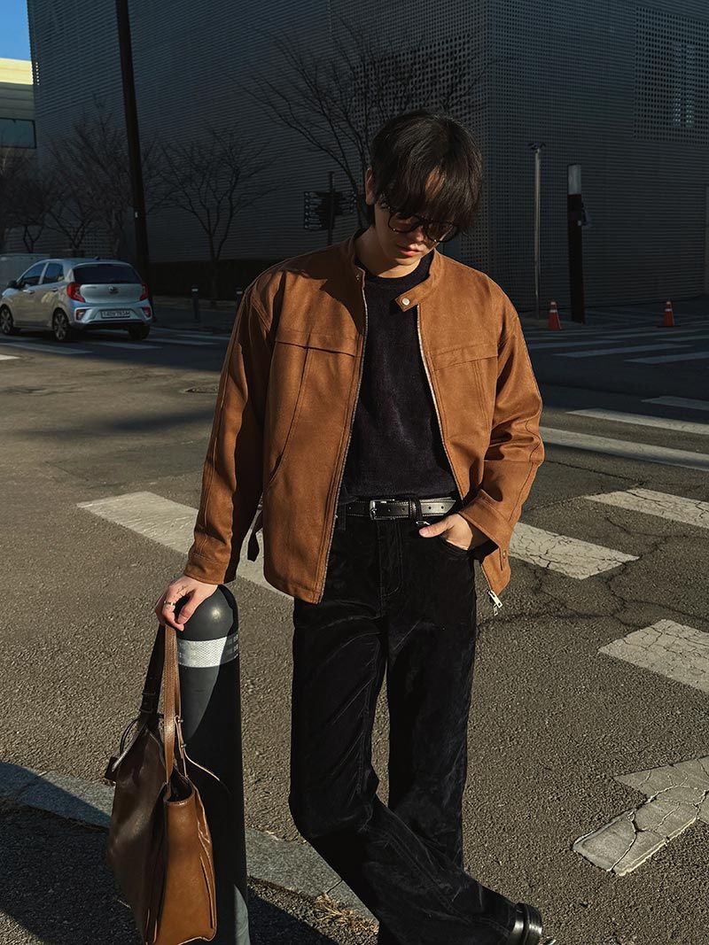ASCLO Stand Collar Suede Jacket (4color)