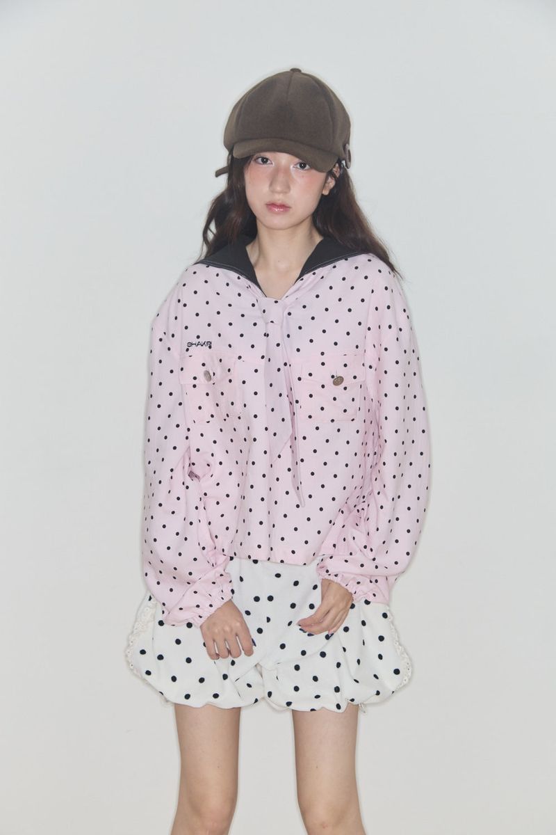 POLKA TERRY PUMPKIN PANTS (WHITE)
