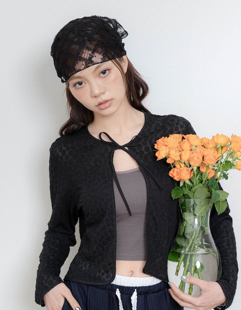 DOT LACE SCARF (BLACK)