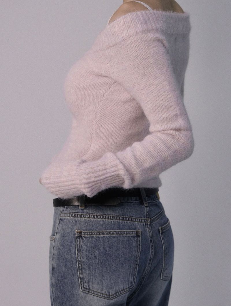 V-Neck Wool Crop Knit T