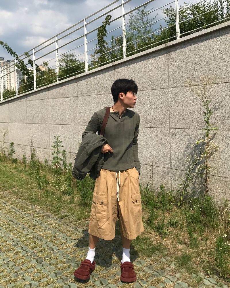 Corduroy Slim Henly Neck Long Sleeve