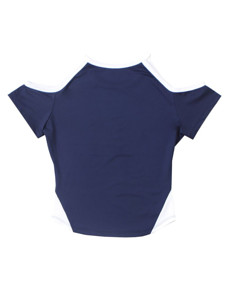 Polyester Off-Shoulder Crop Top (Navy)