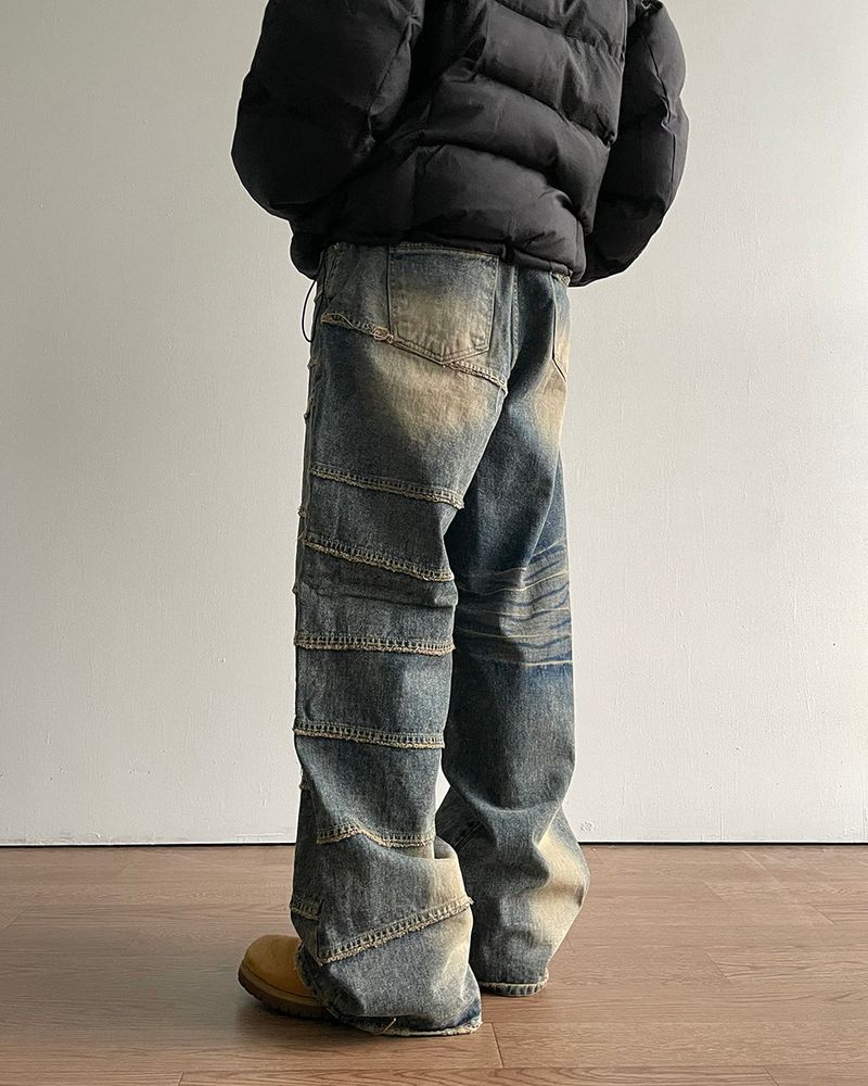 Unbalanced Cutting Denim Pants