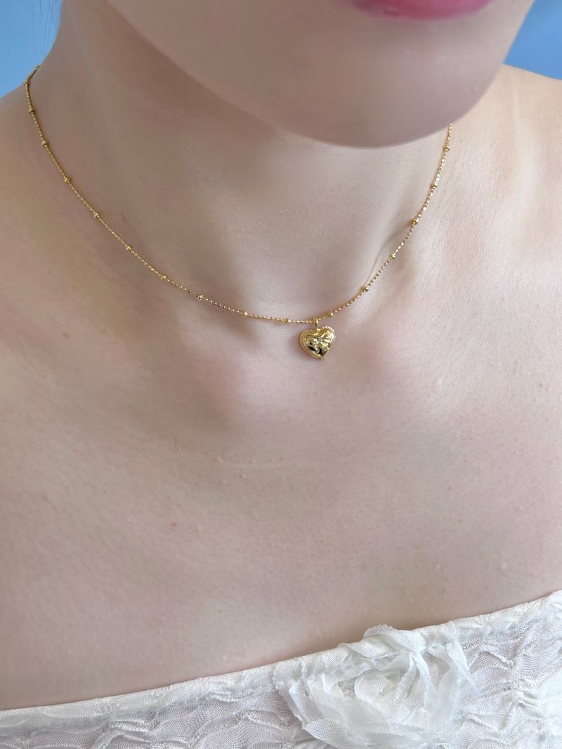 Ribbon Heart N (14K Plated)