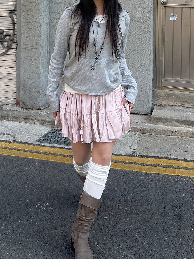 Romantic wrinkle banding skirt