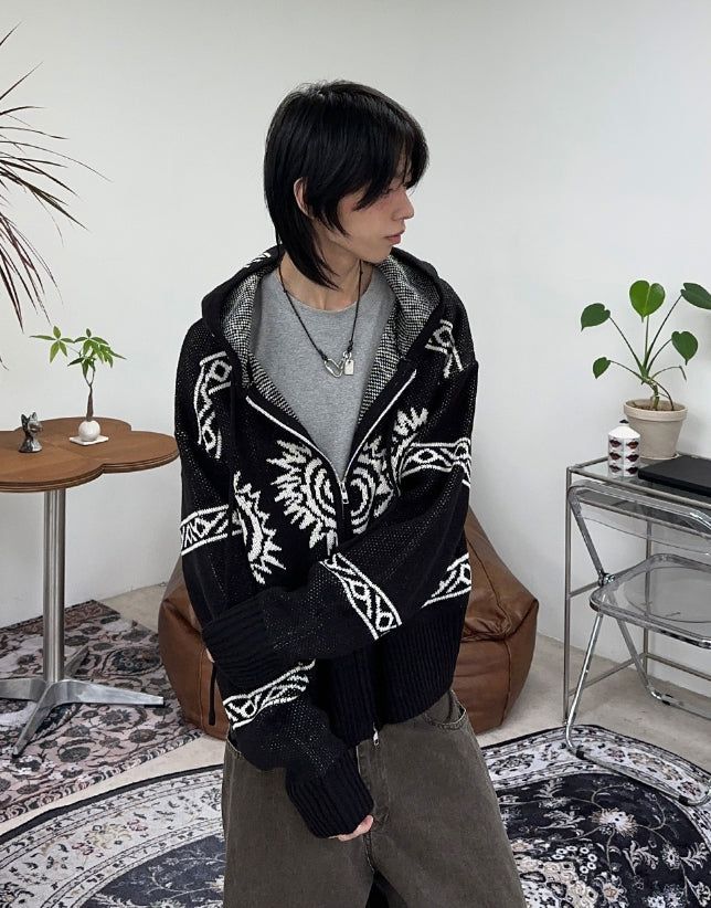SATIIIZ（サティーズ）の「Liden Cowichan Knit Hooded Zip-Up（Tops）」