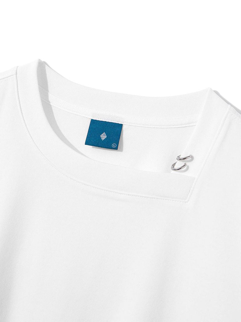 カーブネックロゴ半袖Tシャツ